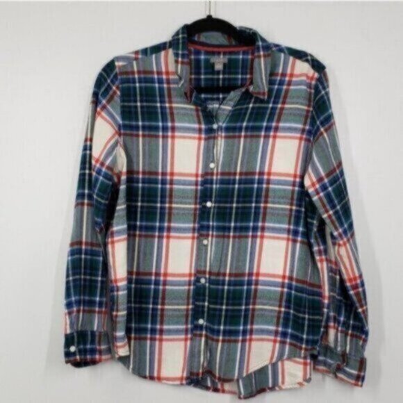 Aerie Plaid Flannel Shirt Green Red Blue Medium Outdoor Hiking Women's Size M - Picture 5 of 12